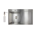 Мийка для кухні з крилом інтегрована права Lidz Handmade H7849R (LDH7849BRUR45591) Brushed Steel 3,0/1,0 мм