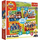 Пазли 4 в 1 Пожежник Сем та його команда. Prism A&D Fireman Sam (12,15,20,24 ел.) 34373 (Trefl)