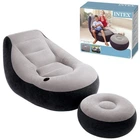 Надувне крісло з підсклянником Intex 68564 Ultra Lounge з пуфиком 154х98 см Сіро-чорний