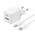 Сетевое зарядное устройство Baseus P1011160A213-01 Palm Fast Charger C+U 30W EU с кабелем USB-C 60W White