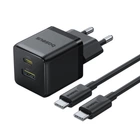 Сетевое зарядное устройство Baseus P1011160A113-01 Palm Fast Charger C+U 30W EU с кабелем USB-C 60W Black