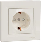 Розетка Schneider Electric Asfora с заземляющим контактом с IP20 Кремовая с рамкой (EPH2900223)