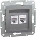 Розетка комп'ютерна подвійна Schneider Electric Asfora RJ45 6 категорія UTP Сталь (EPH4800162)
