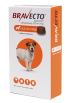 Таблетки от клещей и блох для собак 4,5-10 кг Bravecto (1 таблетка/уп, флураланер 250 мг) (102694)