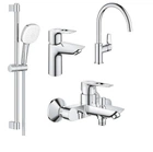 Комплект смесителей для ванны и кухни 4 в 1 Grohe Bau Loop UA123225K3