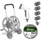 Металлическая тележка со шлангом Bradas WHITE LINE 1/2" 50 м и аксессуарами комплект для полива SILVER PRO SET (WL-AG33350SET1)
