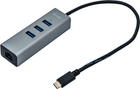 USB-хаб i-Tec Metal HUB USB-C 3 Port + Gigabit Ethernet Adapter Grey (C31METALG3HUB)