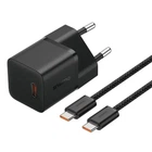 Комплект для быстрой зарядки Зарядное сетевое устройство Baseus GaN5 Mini 20W Type-C 3A QC3.0 + Кабель Type-C to Type-C 100W 1m (P10110900113-00) Black