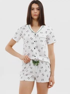 Пижама (рубашка + шорты) женская больших размеров хлопковая Roksana Cats 1760 2XL Белая (4821760161756)
