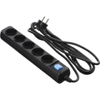 Мережевий фільтр 2E 5XSchuko з вимикачем, 3G*1.5мм, 1.5м, black (2E-U05ES15M1.5BK)