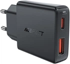 Сетевое зарядное устройство Acefast A69 PD30W GaN USB-A+USB-C ultra-thin charger Black (6974316282709)