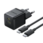 Быстрое зарядное комплект с кабелем Baseus Palm Fast Charger C+U 30W EU Cluster Black
