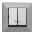 Выключатель двухклавишный Panasonic Arkedia Slim с подсветкой серебряный
