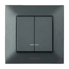 Выключатель двухклавишный Panasonic Arkedia Slim с подсветкой дымчатый