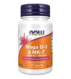 Вітамін D3 з вітаміном К2 NOW Mega D-3 5000IU&MK-7 180mg 60Caps