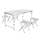 Комплект для пикника раскладной стол с 4 стульями RIAS Folding Table 120х60х70 см алюминиевый White (3_06153)