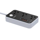 Мережевий подовжувач фільтр LDNIO SC3412 2500W 3 розетки, 3USB/1Type-C, QC/PD, 3A/38W