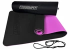 Килимок для фітнесу та йоги EasyFit TPE+TC двошаровий з чохлом і стяжками 183х61х0,6 см Фіолетовий із чорним (33-102-EF-1924s-BV)