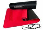 Килимок для фітнесу та йоги EasyFit TPE+TC двошаровий з чохлом і стяжками 183х61х0,6 см Червоний із чорним (33-102-EF-1924s-RB)