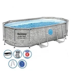 Каркасный бассейн семейный овальный Bestway 56716 549х274х122 см с фильтром и лестницей на 13420 л Серый