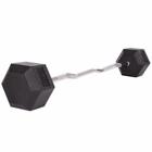 Штанга фиксированная изогнутая обрезиненная Rubber Hexagon Barbell Zelart TA-6231-45 45 кг