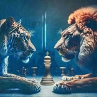 Алмазна мозаїка Тигр з левом на підрамнику 30х30 см Strateg HEE13830