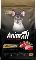 Полнорационный сухой корм AnimAll для взрослых собак малых пород со свежей индейкой и ягненком