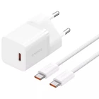 Сетевое зарядное устройство Baseus P10110902213-00 GaN5 Fast Charger (mini) 1C 30W, кабель Type-C White