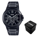 Мужские наручные часы Casio MTP-V300B-1A, кварцевые многофункциональные, стальной браслет