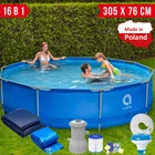 Каркасный Бассейн 305 х 76 см AVENLI Набор 16 в 1 Садовый Большой Каркасный Бассейн для Дачи для Взрослых и для Детей