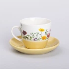 Керамическая чашка с блюдцем для чая и кофе 250 (мл) Желтая