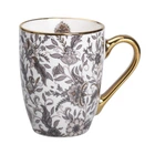 Керамическая чашка 400 (мл) с золотым ободком для чая и кофе Серая