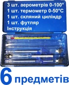 Набор спиртометров со стеклянным мерным цилиндром 80 мл. с подставкой + термометр + пластиковый футляр ареометры спиртомер для измерения спирта
