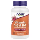 Вітаміни Д3 D3 (1000 МО) та K2 NOW Foods 120 капсул