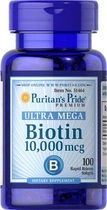 Вітаміни для шкіри, нігтів і волосся Puritan's Pride Biotin 10,000 мкг 100 капсул (102942)