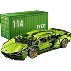 Конструктор на радиоуправлении Lamborghini 1:14 зеленый с моторами, 1280 деталей