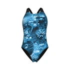 Купальник закритий для женщин Arena BLUE FLOWERS SWIMSUIT V BACK синий, черный Жен 38 009027-850 38