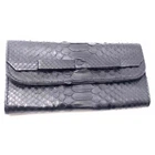 Кошелек из кожи питона 20х10х2 см черный лак (32642E)