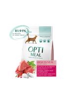 Сухой корм для кошек Optimeal Extra Taste с высоким содержанием телятины