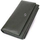 Горизонтальный кошелек с карманом для телефона из натуральной кожи ST Leather Wallet 23068 Зеленый