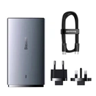 Мережевий зарядний пристрій з кабелем Baseus GaN5 Pro Ultra-Slim Fast Charger C+U 65W Gray((With Mini White Cable C to C 100W(20V/5A) 1m Black) (CCGP150113)