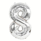 Фольгированный шарик Цифра 8, серебристый, 76 см