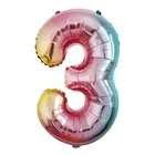 Фольгована кулька Цифра 3, райдужна, 76 см