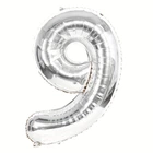 Фольгована кулька Цифра 9, срібляста, 76 см