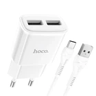 Блок живлення та кабель HOCO C88A Type-C Cable Star round dual port charger set білий
