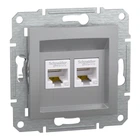 Розетка компьютерная двойная 5e UTP Asfora Schneider Electric алюминий EPH4400161