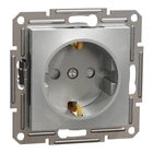 Розетка с заземлением и защитными шторками Asfora Schneider Electric алюминий EPH2900261