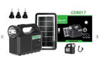 Ліхтар PowerBank портативний GD 8017 MKII із сонячною панеллю та 3 лампами