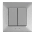 Выключатель двухклавишный с подсветкой Panasonic Arkedia Slim Серебро (WNTC0010-2SL)
