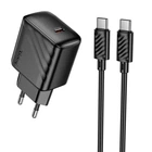 Мережевий зарядний пристрій Hoco CS24A GaN PD25W/3A Type-C із швидкою зарядкою + кабель Type-C-Type-C Black